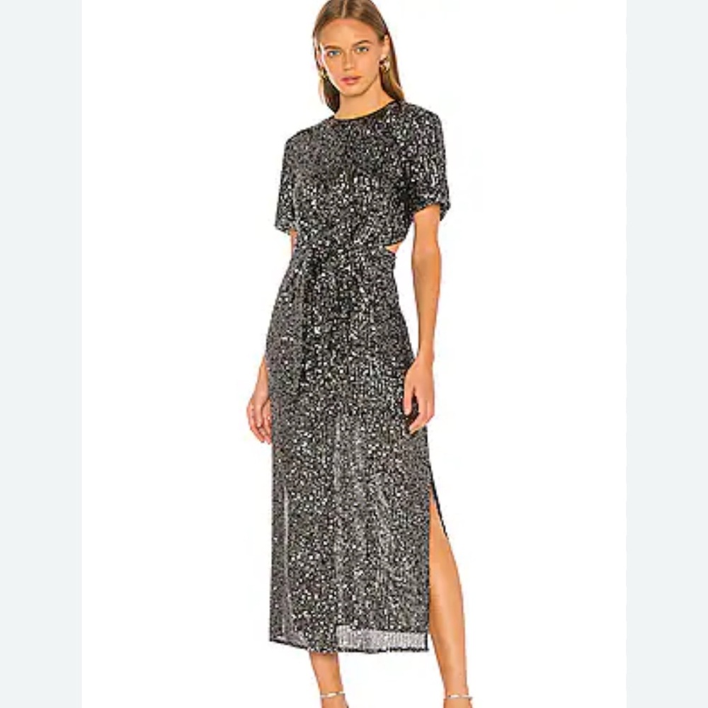 C/MEO Lustre Midi Dress Black Sequin